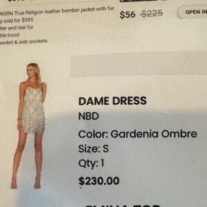 NWT NBD Gardenia Ombre Mini Dress